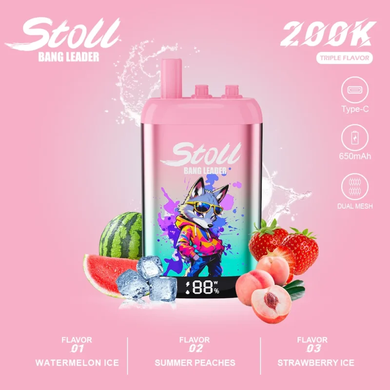 Suvaper Bang Leader 200k Kiwi Watermelon Ice Summer Peaches Strawberryice 3 In 1 Flavor Disposable Vape Device