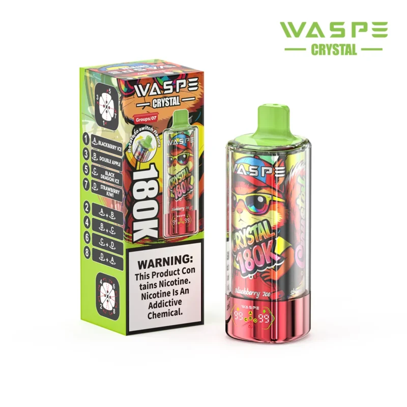 Suvaper Waspe Crystal 180k Blackberry Ice Double Black Dragon Strawberry Kiwi Disposable Vape 180000 Puffs Device