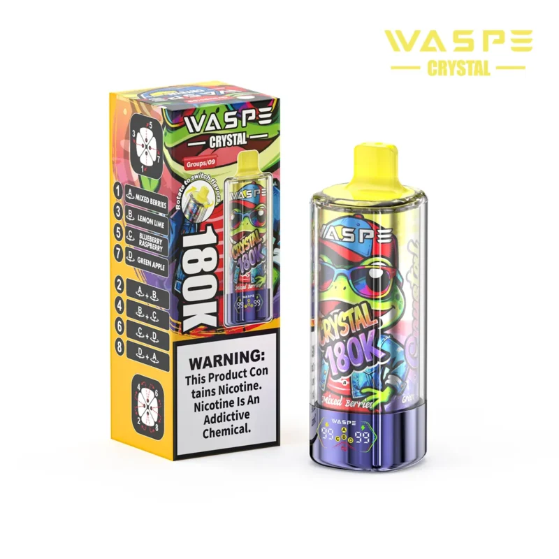 Suvaper Waspe Crystal 180k Mixed Berries Lemon Lime Blueberry Raspberry Green Disposable Vape 180000 Puffs Device