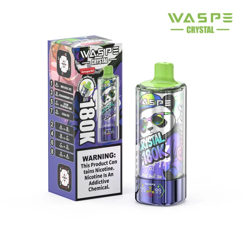 Suvaper Waspe Crystal 180k Red Bull Ice Strawberry Sour Fcuking Fab Cola Disposable Vape 180000 Puffs Device