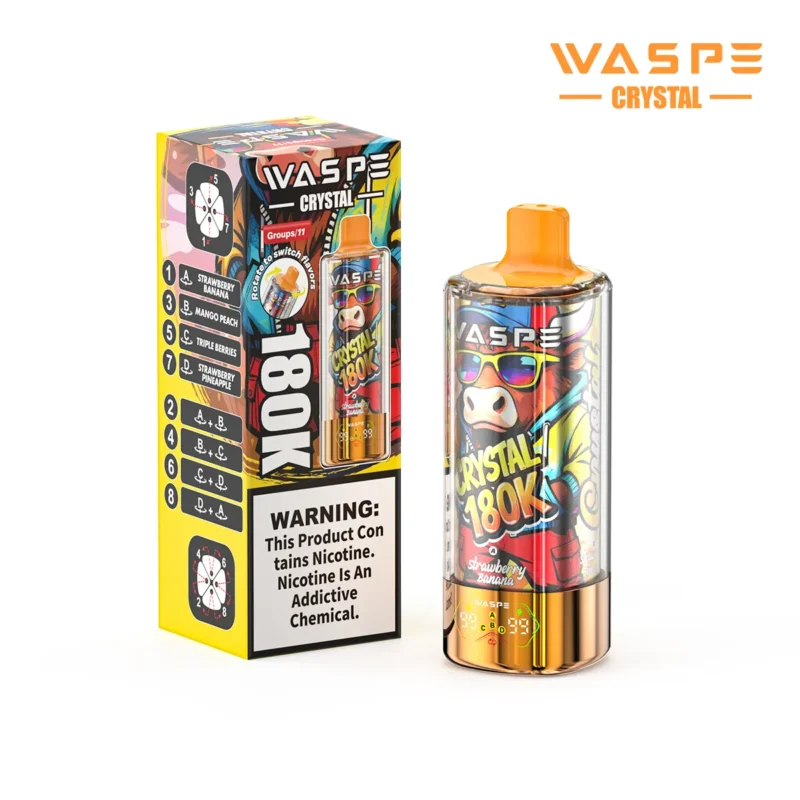 Suvaper Waspe Crystal 180k Strawberry Banana Mango Peach Triple Berries Pineapple Disposable Vape 180000 Puffs Device