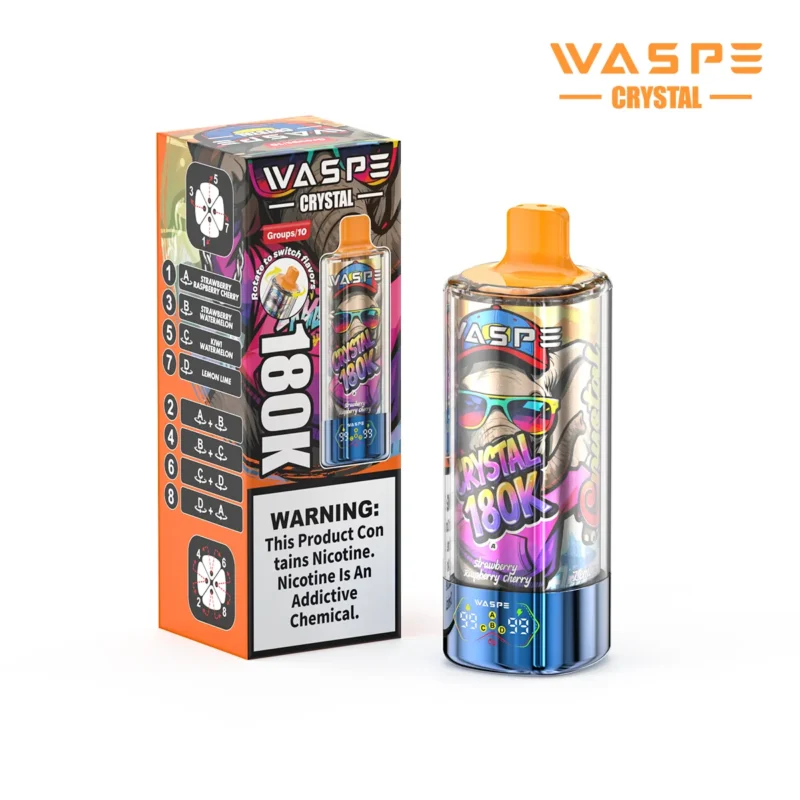 Suvaper Waspe Crystal 180k Strawberry Raspberry Cherry Watermelon Kiwi Lemon Lime Disposable Vape 180000 Puffs Device
