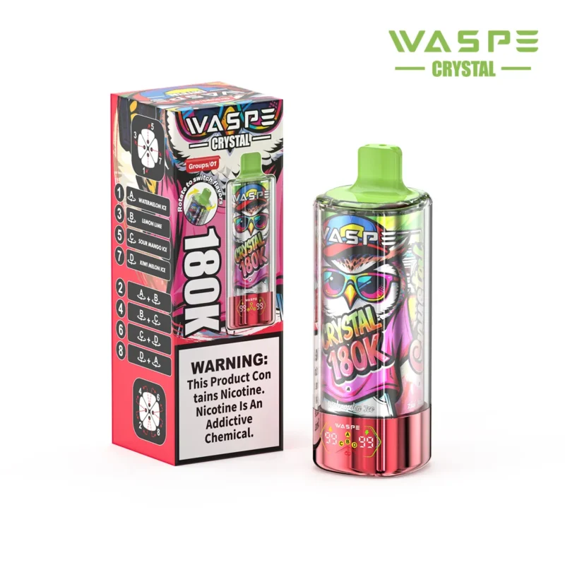 Suvaper Waspe Crystal 180k Watermelon Ice Lemon Lime Sour Mango Kiwi Melon Disposable Vape 180000 Puffs Device