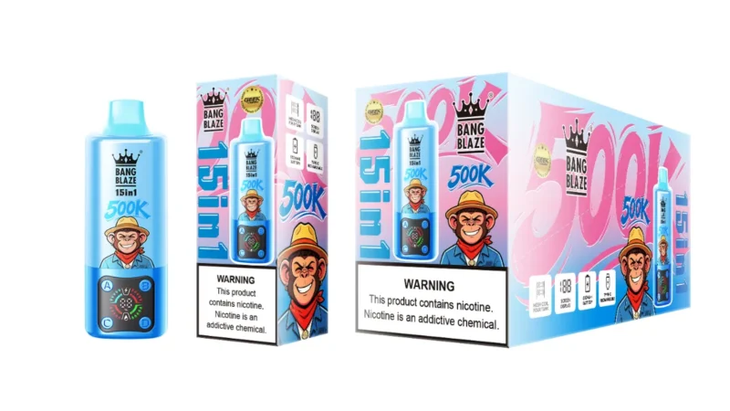 suvaper-bang-blaze-500k-puff-500000-disposable-15-in-1-flavors-blueberry-ice-apple-grape-banana-ice-watermelon-sour-peach Suvaper Bang Blaze 500k Puff 500 000 engångsprodukt 15-i-1-smaker: blåbär, is, äpple, druva, banan, vattenmelon, sur persika, Va