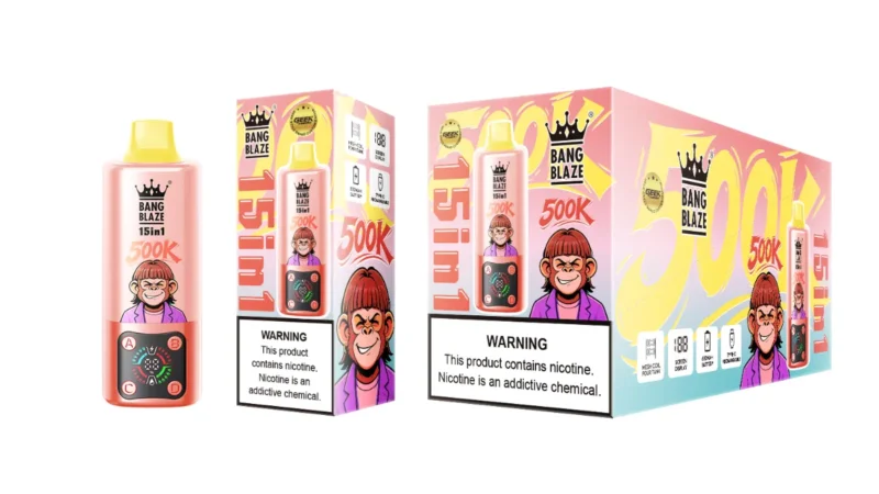 Suvaper Bang Blaze 500 000 bloss 500 000 engångs-e-cigarett 15-i-1-smaker: persika, is, mango, aprikos, vattenmelon, bubbelgum, Fuji Vape D
