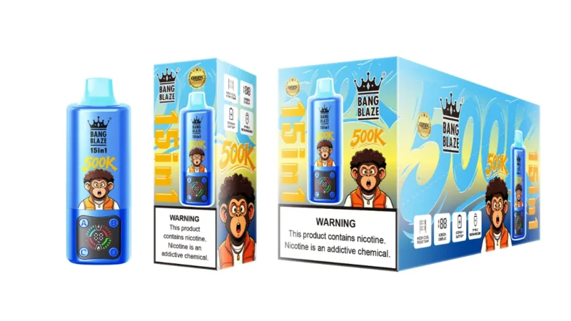 Suvaper Bang Blaze 500 000 drag, engångsprodukt, 15 smaker i ett: Red Bull, vattenmelon, bär, björn, fudge, mango, is – e-cigarett