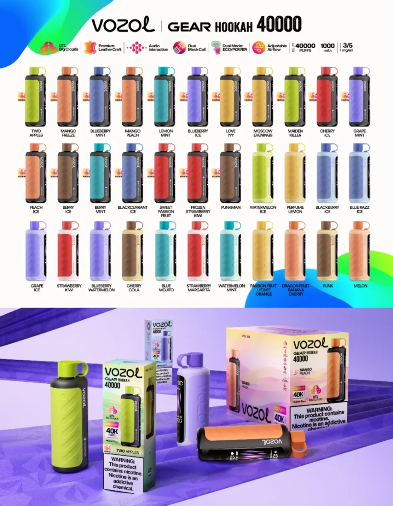 Suvaper Vozol Gear フーカ 40,000パフ 各種フレーバー・パッケージ EU倉庫在庫 使い捨て電子タバコデバイス