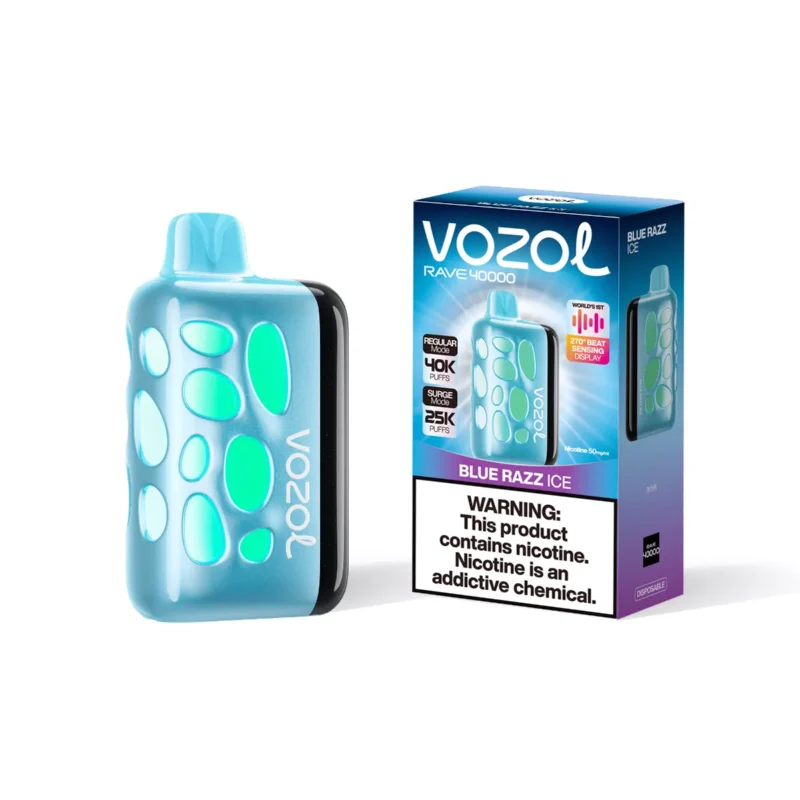 Suvaper Vozol Rave 40.000 Züge Blue Razz Ice – Produkt in kleiner Verpackung, 098 EU-Lager, Einweg-Vape-Gerät