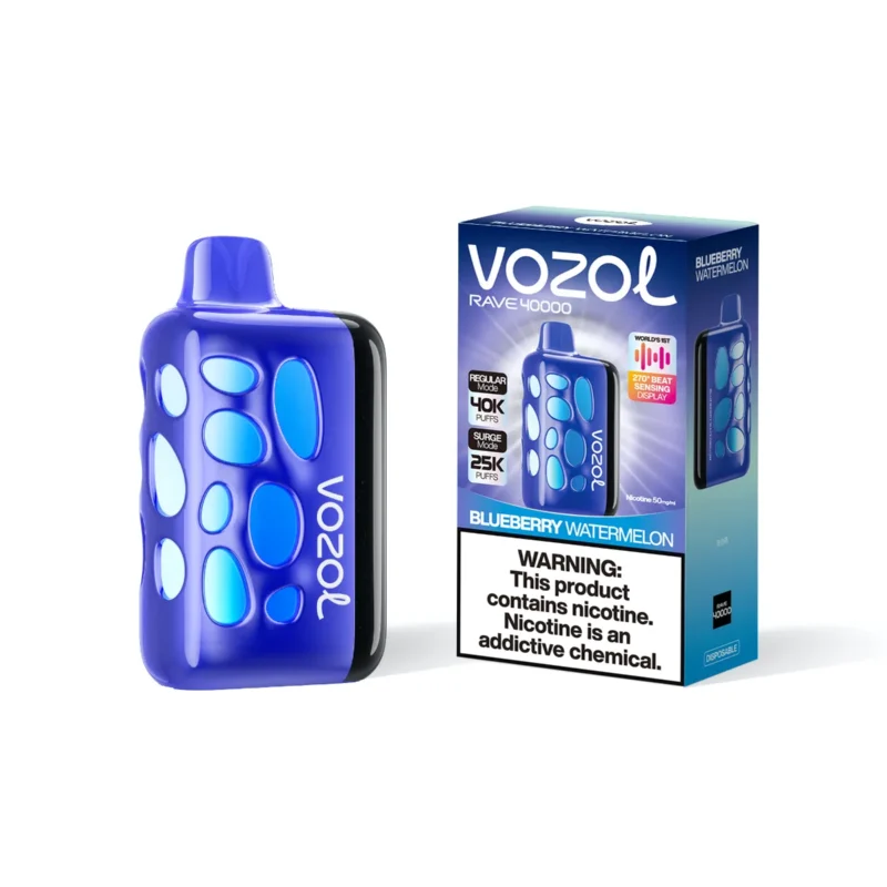 Suvaper Vozol Rave 40.000 Züge, Geschmack: Blaubeere-Wassermelone, Produkt in kleiner Verpackung, 100 Stück, Lagerbestand in der EU, Einweg-E-Zigarettengerät