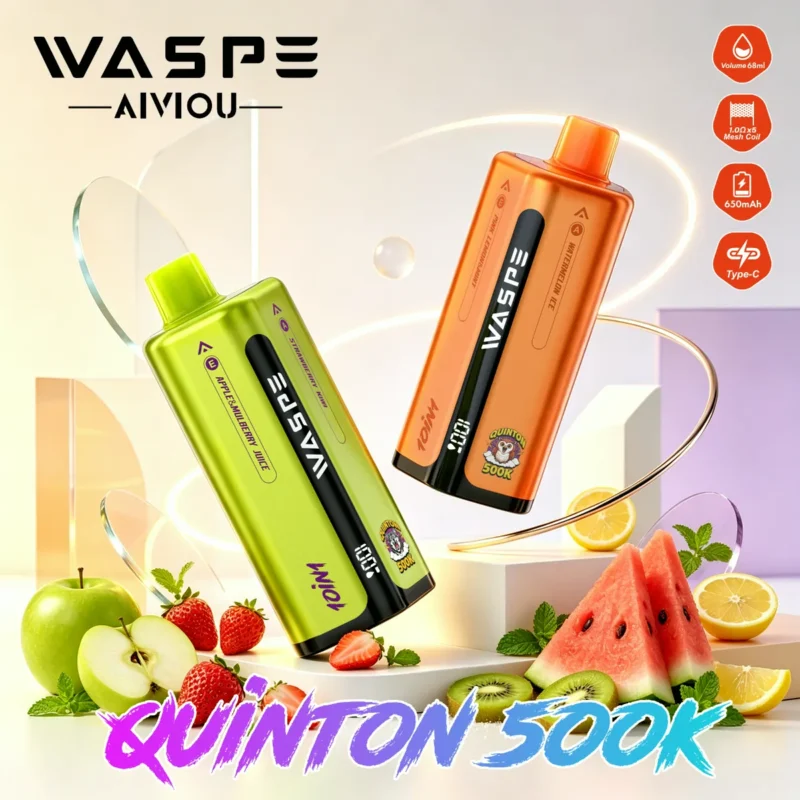 Suvaper Waspe Quinton 500k 500000 Puffs 10 In 1 Vape Two Device Feature Poster Eu Warehouse