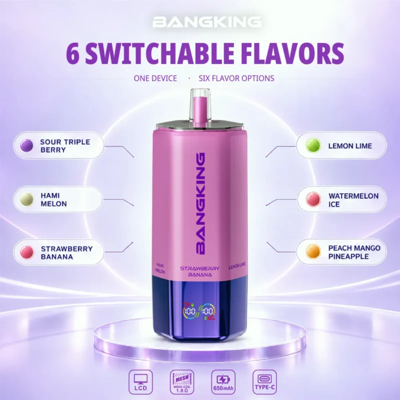 suvaper-bang-king-sixer-360000-puffs-6-in-1-flavor-combination-01-016 Suvaper Bang King Sixer 360 000 bloss, 6-i-1-smakskombination, 01 016, engångsvapeenhet