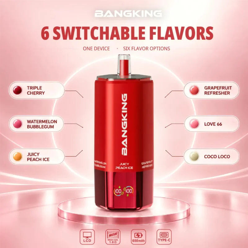 Suvaper Bang King Sixer 360 000 bloss, 6-i-1-smakskombination 02 018, engångsvapeenhet
