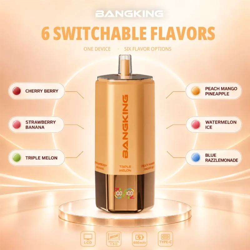 Suvaper Bang King Sixer 360 000 bloss, 6-i-1-smakskombination, 04 020, engångsvapeenhet