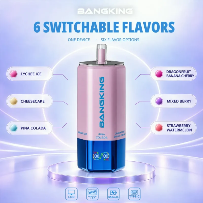 Suvaper Bang King Sixer 360 000 bloss, 6-i-1-smakskombination, 06 022, engångsvapeenhet