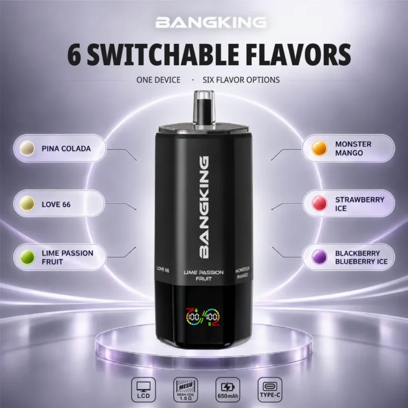 Suvaper Bang King Sixer 360 000 bloss, 6-i-1-smakskombination, 07 023, engångsvapeenhet