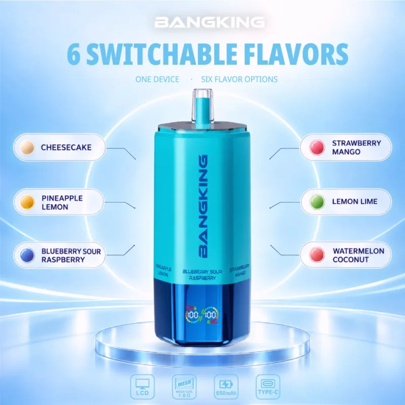 Suvaper Bang King Sixer 360 000 bloss, 6-i-1-smakskombination, 09 025, engångsvapeenhet