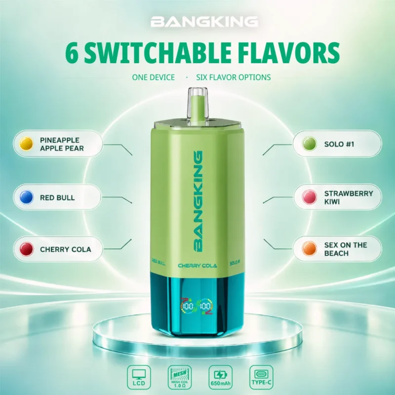 Suvaper Bang King Sixer 360 000 bloss, 6-i-1-smakskombination, engångsvapeenhet 10 017