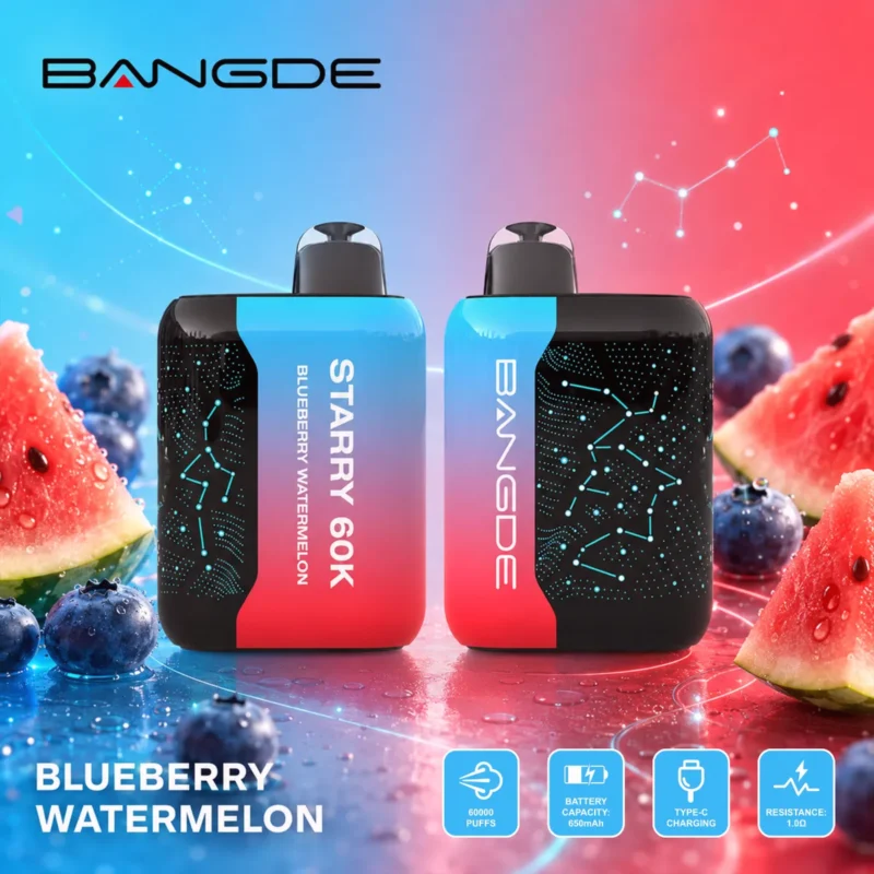 Suvaper Bangde Starry 60 000 bloss, smak av blåbär och vattenmelon, produktbild 010, engångsvapeenhet