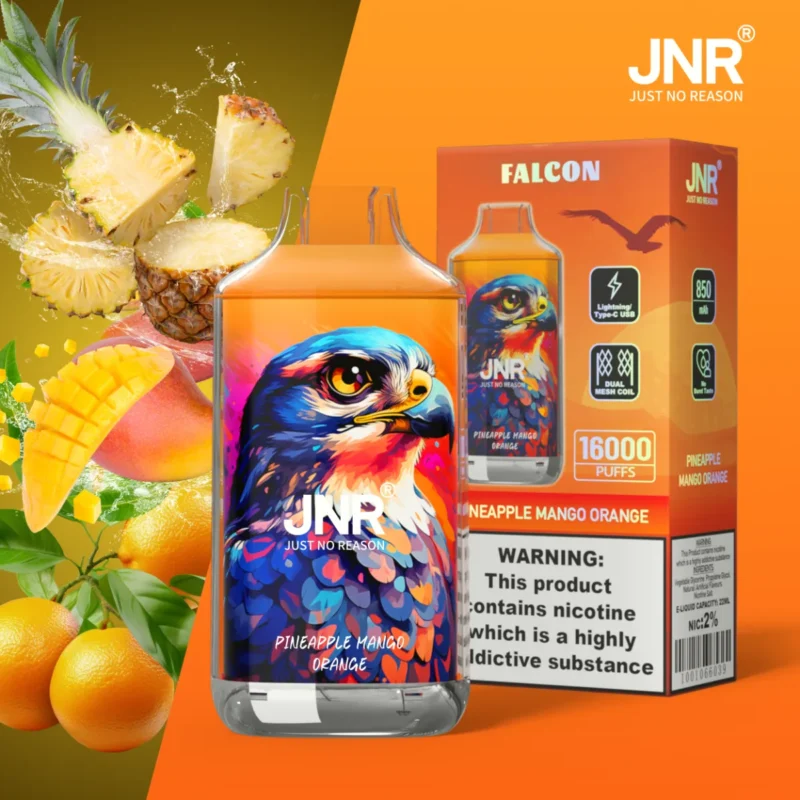 Suvaper Jnr Falcon 16 000 bloss, smak av ananas, mango och apelsin, bild 088, engångsvape-enhet från EU-lager