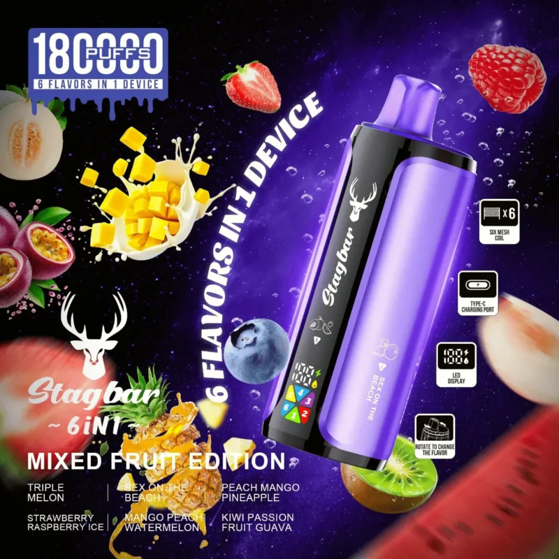 Suvaper Stag Bar 6 In 1 180000 Puffs Mixed Fruit Edition Image 009 Disposable Vape Device