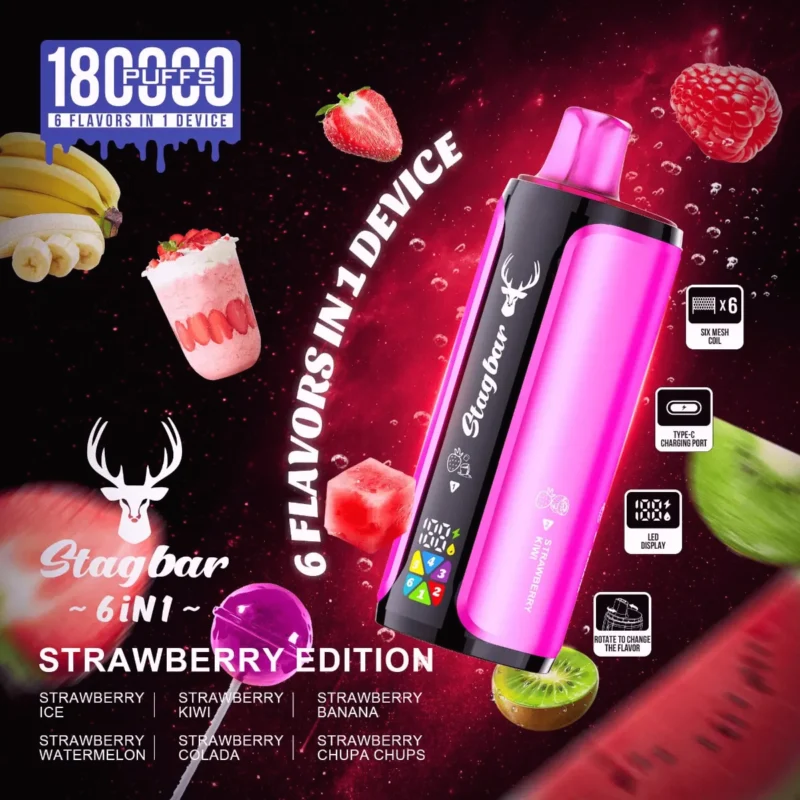 Suvaper Stag Bar 6 In 1 180000 Puffs Strawberry Edition Image 010 Disposable Vape Device