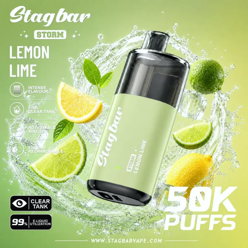 Suvaper Stag Bar Storm 50000 Puffs Lemon Lime Image 006 Disposable Vape Device