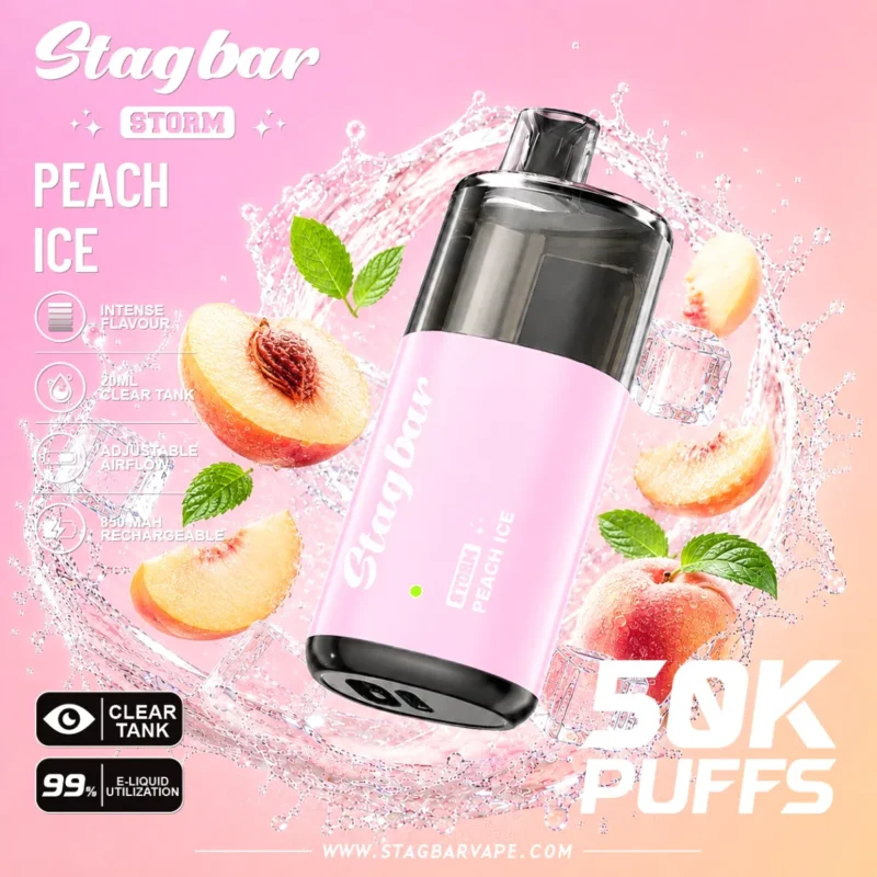 Suvaper Stag Bar Storm 50000 Puffs Peach Ice Image 008 Disposable Vape Device